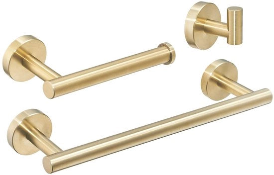 Set di accessori da bagno a tre pezzi con borsetta in acciaio inossidabile per fissaggio alla parete, comprensivo di asse da asciugamano da 30 cm, supporto per i rulli di carta igienica, asse da doccia, BA19500SET-3BG
