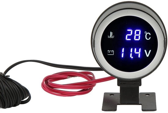 Misuratore di Temperatura dell'Acqua - Display Digitale - Voltmetro a LED - Display Multifunzionale - Alta Precisione - Facile da Installare - Schermo a LED Blu - Termometro
