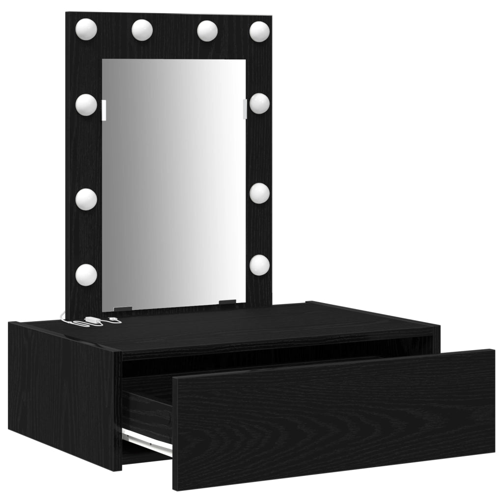 Toeletta da Parete con Luci LED - Rovere Nero