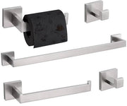 Set di accessori da bagno 5 pezzi, supporto asciugamano, gancio, supporto per le coperte igieniche, anello per asciugamano, fissaggio alla parete (argentato a specchio)