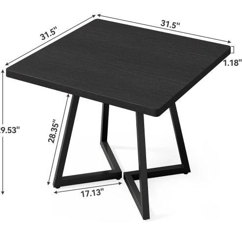 Tavolo quadrato industriale 80 cm in MDF e metallo nero