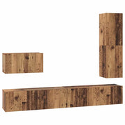 Set mobile TV 4 pz | Armadietto TV | Mobile Porta TV Legno vecchio Legno multistrato
