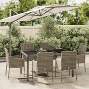 Set da Pranzo da Giardino 7 pz con Cuscini in Polyrattan Grigio 3185008