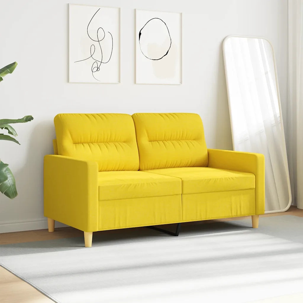 Divano a 2 Posti Giallo Chiaro 120 cm in Tessuto