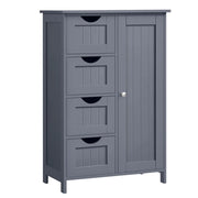 Mobiletto da bagno 30 x 55 x 82 cm mobile contenitore indipendente con 4 cassetti anta singola ripiano regolabile per soggiorno cucina e corridoio bianco 12_0006498