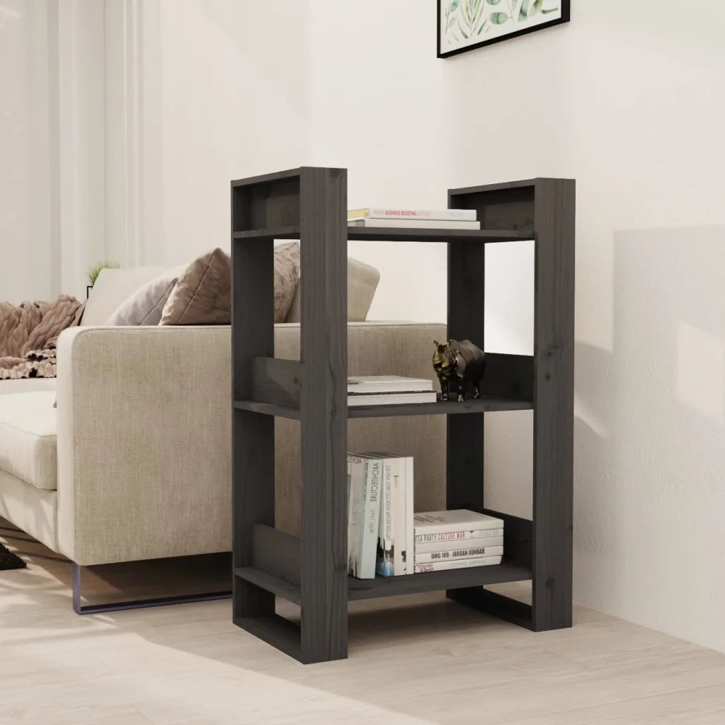 Libreria/Divisorio Grigio 60x35x91 cm in Legno Massello di Pino 813881