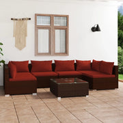 Set da Giardino 7 pz con Cuscini in Polyrattan Marrone cod mxl 35195