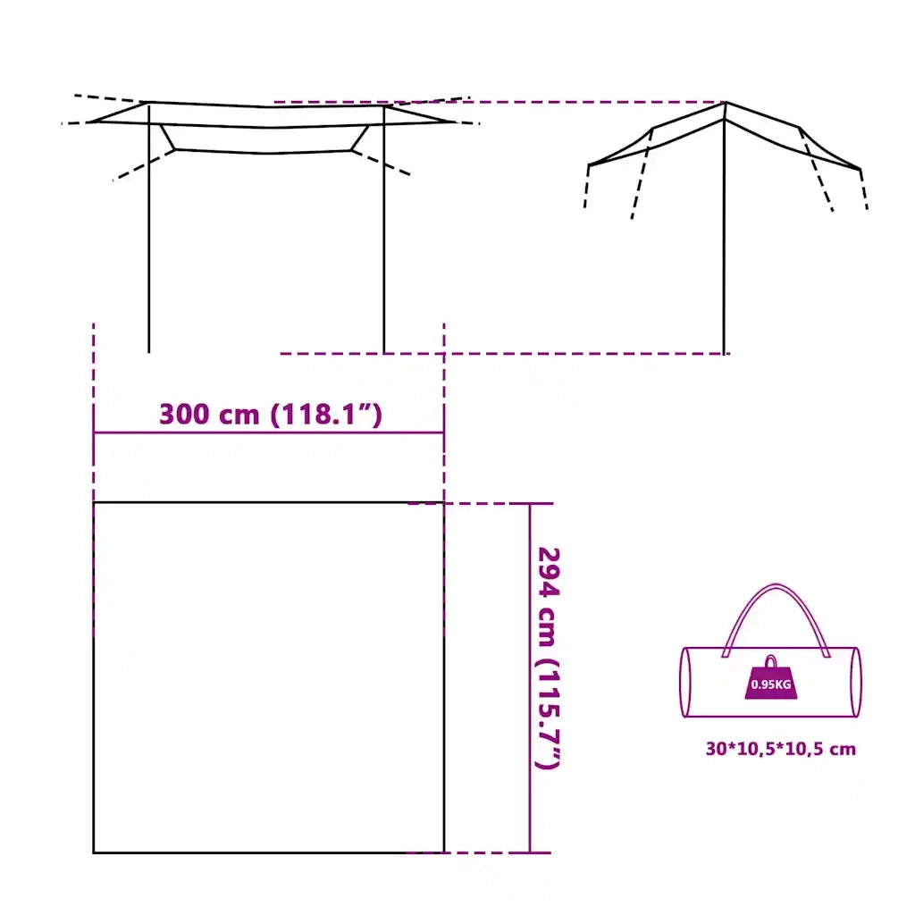 Telone da Campeggio Grigio/Arancione 300x294 cm Impermeabile 94651