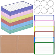 Indexcard 360 pezzi - Gessato - Flashcard - Carte di vocabolo - Carte di apprendimento - Sostenibile 150 g carta - 6 colori con anelli di legatura