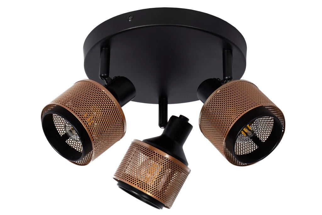 Plafoniera Lucide RAFA 3 faretti nero oro E14 35cm 40W