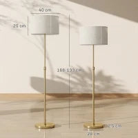 Lampada da Terra con Telecomando e Luminosità Regolabile 3000K-6000K, Paralume in Tessuto, Oro