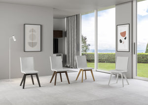 Sedia 52x52x87 cm Trudy gambe noce in Similpelle Bianco