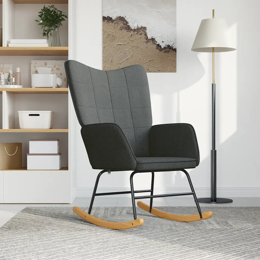 Sedia a Dondolo Grigio Scuro in Tessuto CFW7563961