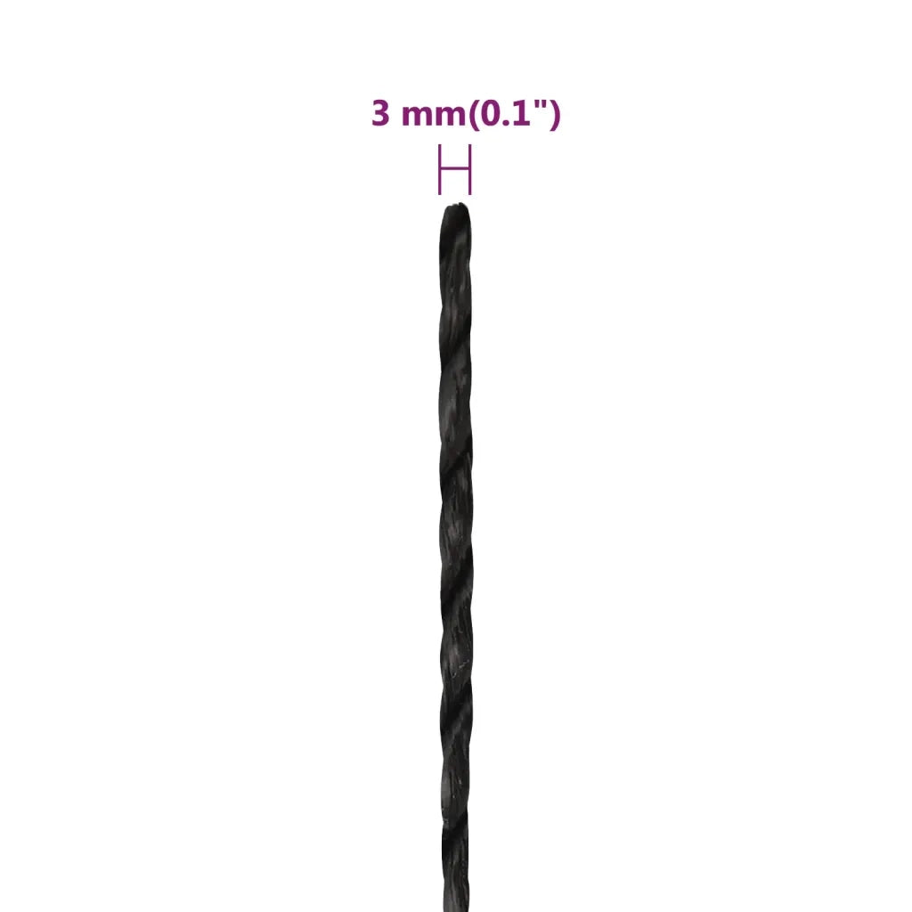 Corda da Lavoro Nera 3 mm 50 m in Polipropilene 152997