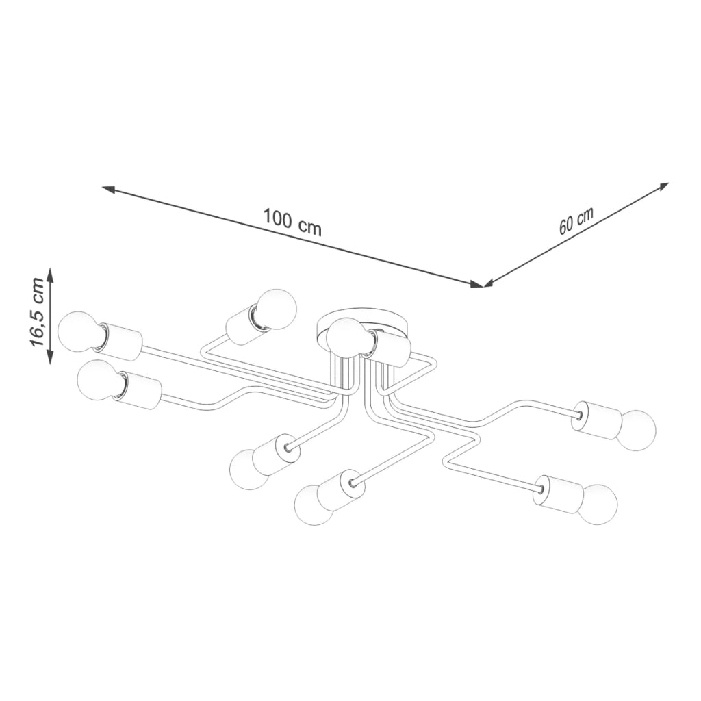 Lampadario soffitto industriale nero/legno 8xE27 PALMOS Pure Lume