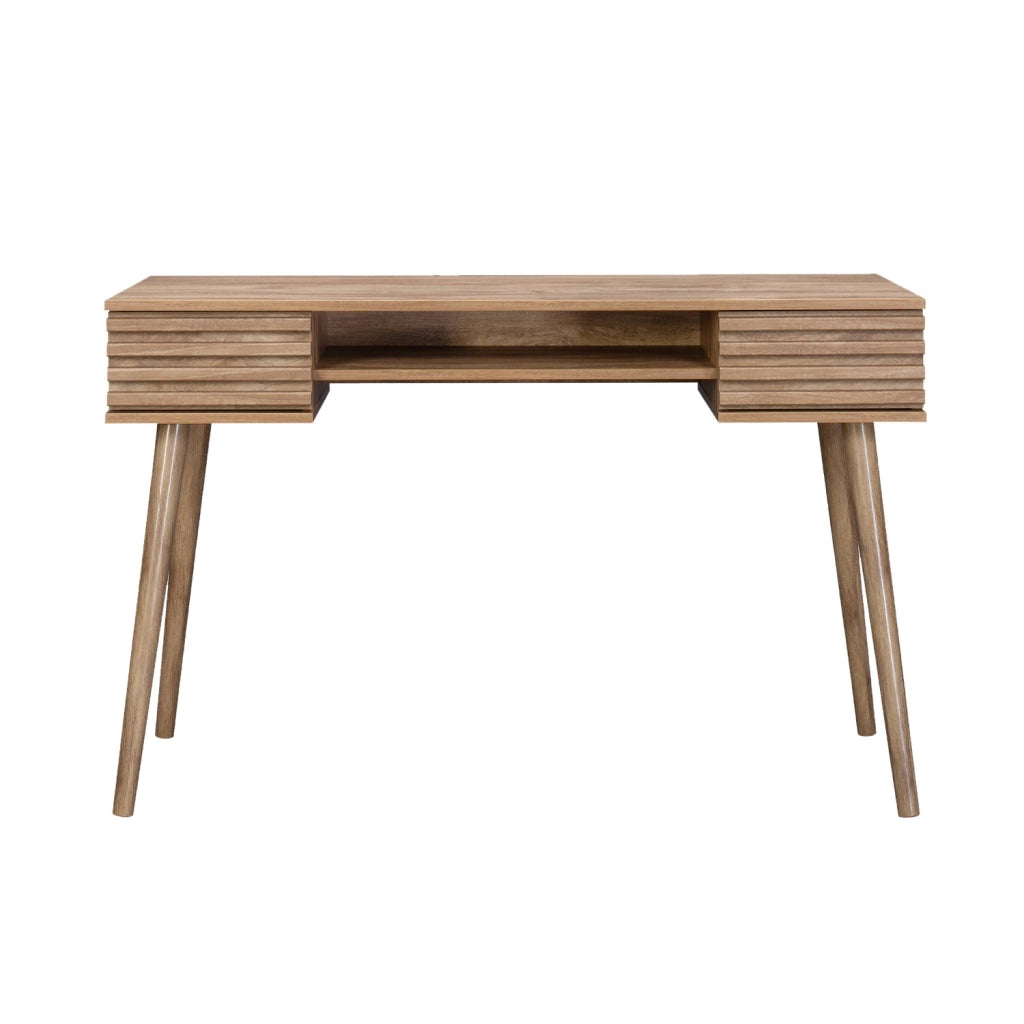 Scrivania effetto legno 2 cassetti, marrone naturale