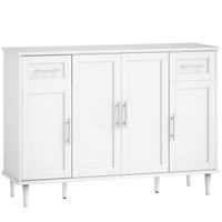 Credenza Buffet Elegante 120x38x86 cm con 2 Cassetti e 3 Armadietti in Legno Bianco
