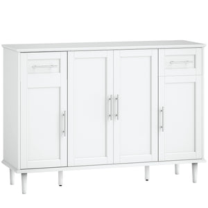 Credenza Buffet Elegante 120x38x86 cm con 2 Cassetti e 3 Armadietti in Legno Bianco