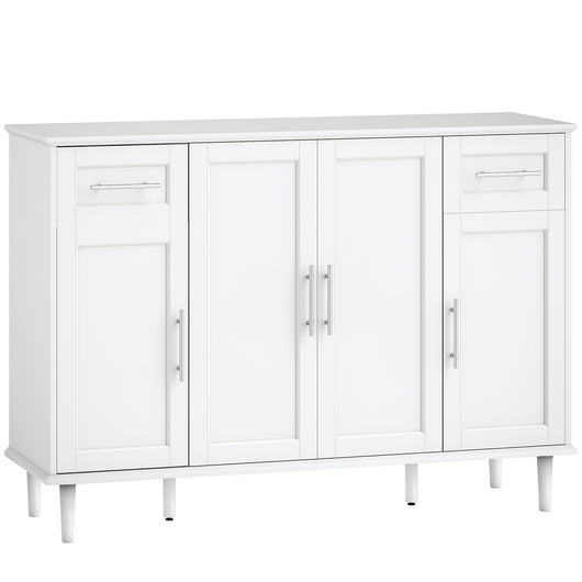 Credenza Buffet Elegante 120x38x86 cm con 2 Cassetti e 3 Armadietti in Legno Bianco