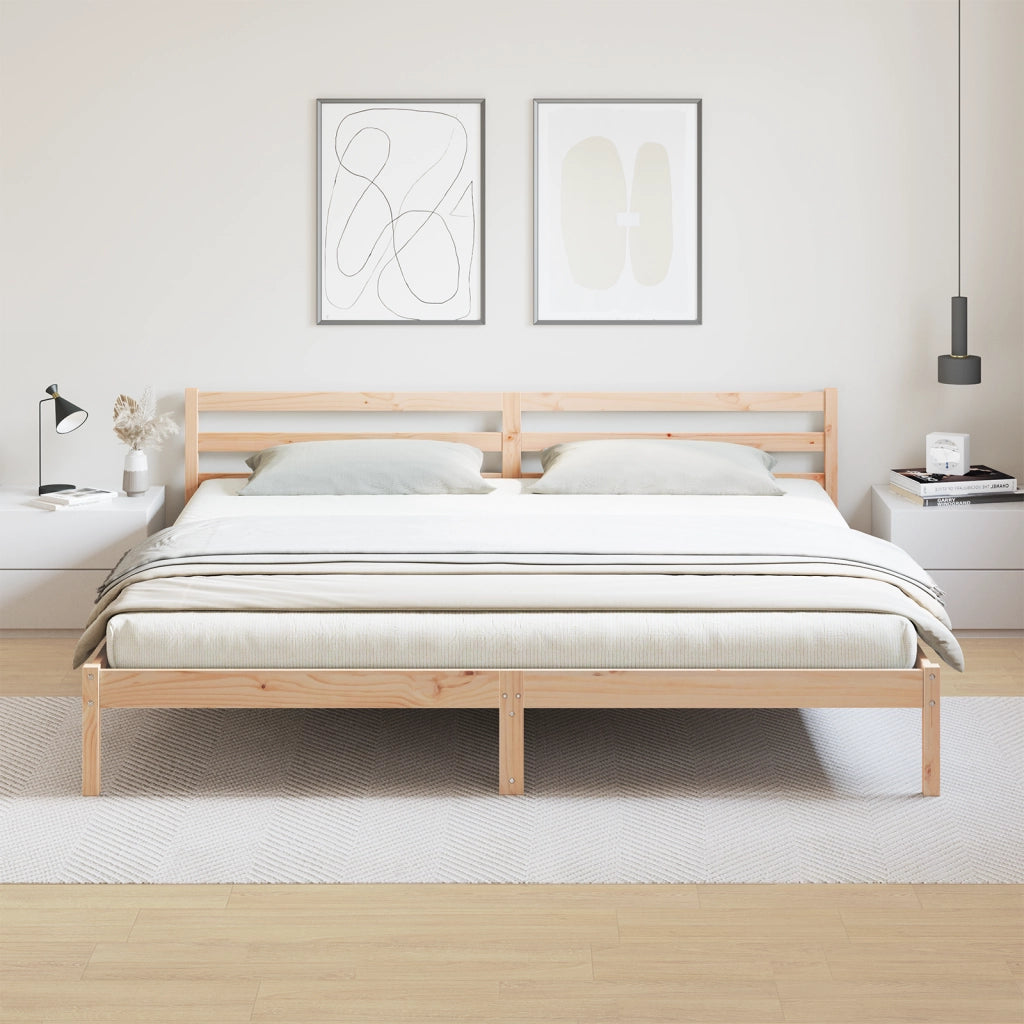Struttura Letto  con Testiera 200x210 cm in Legno Massello di Pino