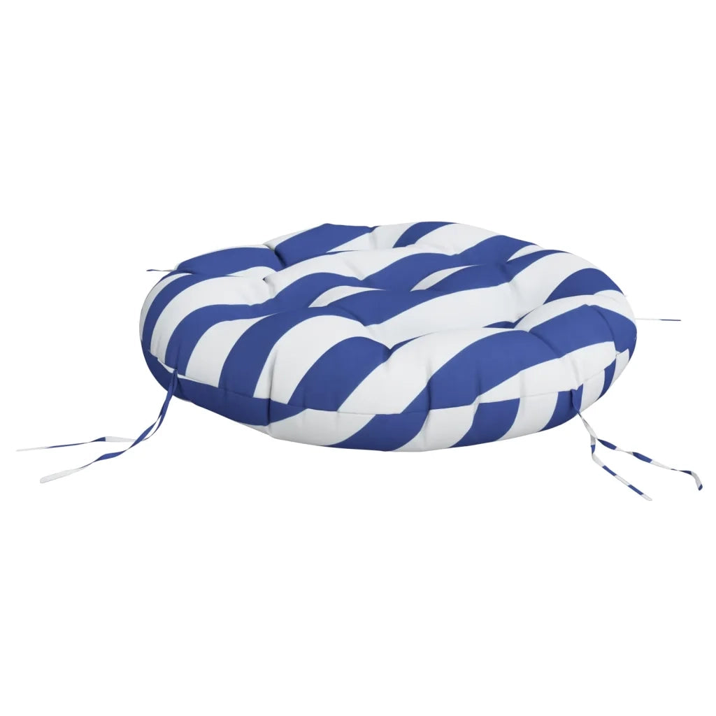 Cuscino Rotondo Righe Blu Bianche Ø 60x11 cm in Tessuto Oxford 361955