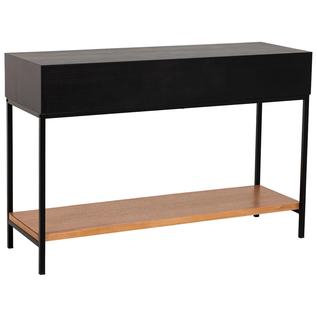 Mobile ingresso con due cassetti, legno e metallo, 120x40x69h cm