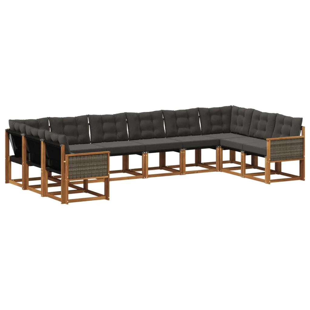 Set di divani da esterno 10 pz Naturale e Nero 3382236