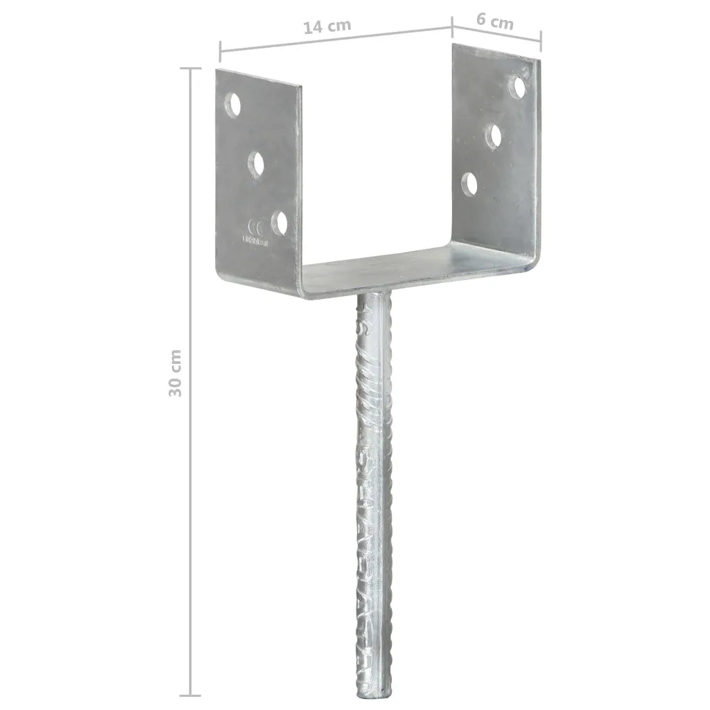 Picchetti per Recinzione 6 pz Argento 14x6x30cm Acciaio Zincato CFW3176594