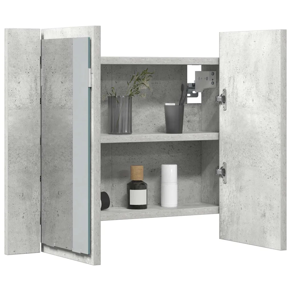 Armadietto a Specchio con Luci LED Grigio Cemento in Acrilico 804960