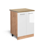 Vicco Mobiletto base cucina Bianco lucido 60 cm , PL Rovere