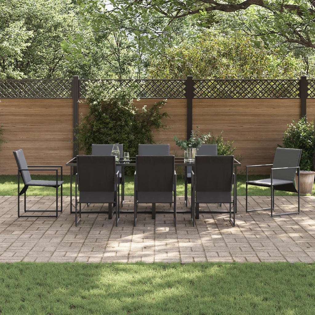 Set da pranzo da giardino in 12 pezzi con cuscini in acciaio e textilene