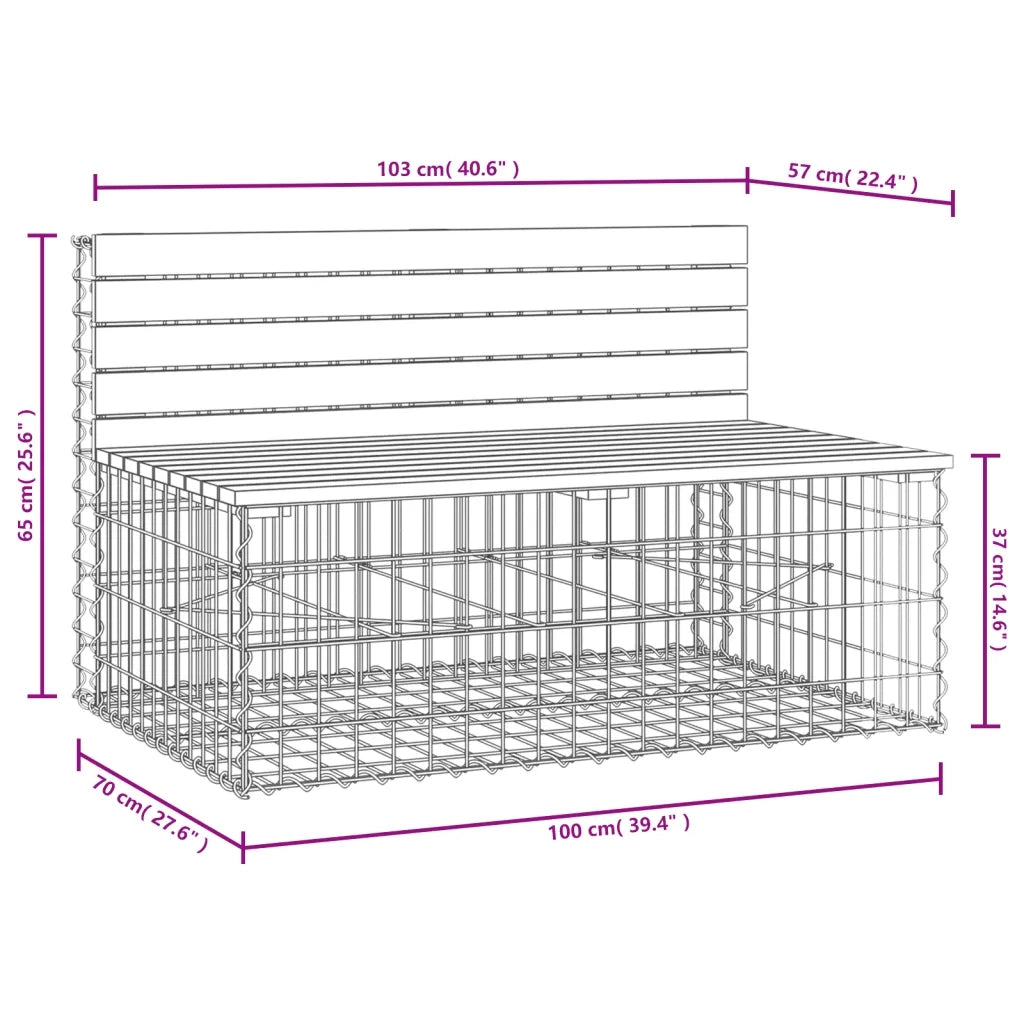 Panca da Giardino Design Gabbione 103x70x65 cm Pino Impregnato 834376