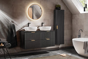 Set mobili bagno 120 cm con lavabi da appoggio e okraglym lustrem led 60 cm Adel Black 120 cm