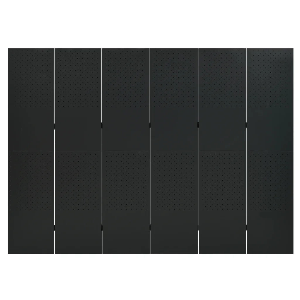 Paravento a 6 Pannelli Nero 240x180 cm in Acciaio cod mxl 71110