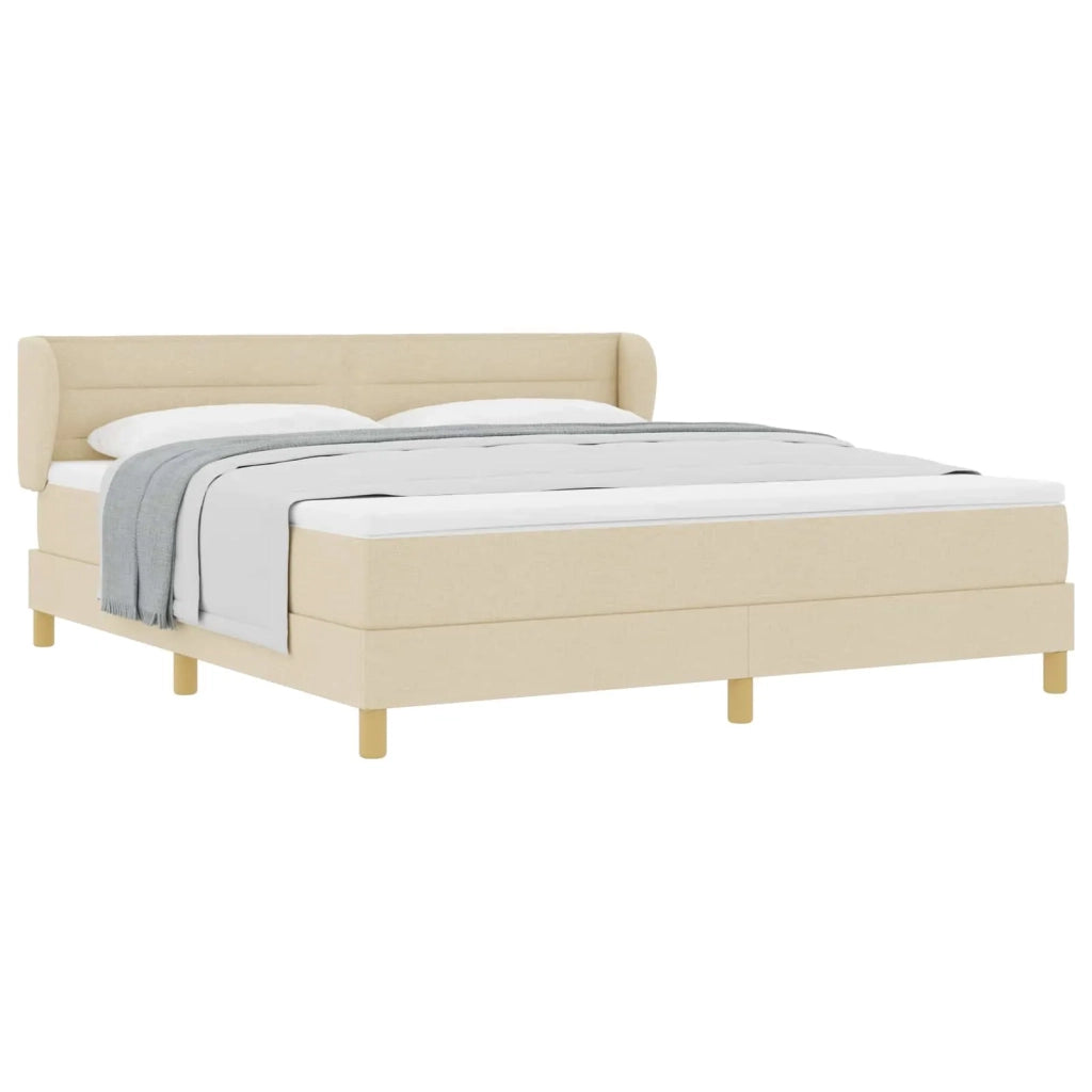 Letto a molle con materasso Crema 180 x 200 cm Tessuto 3340169