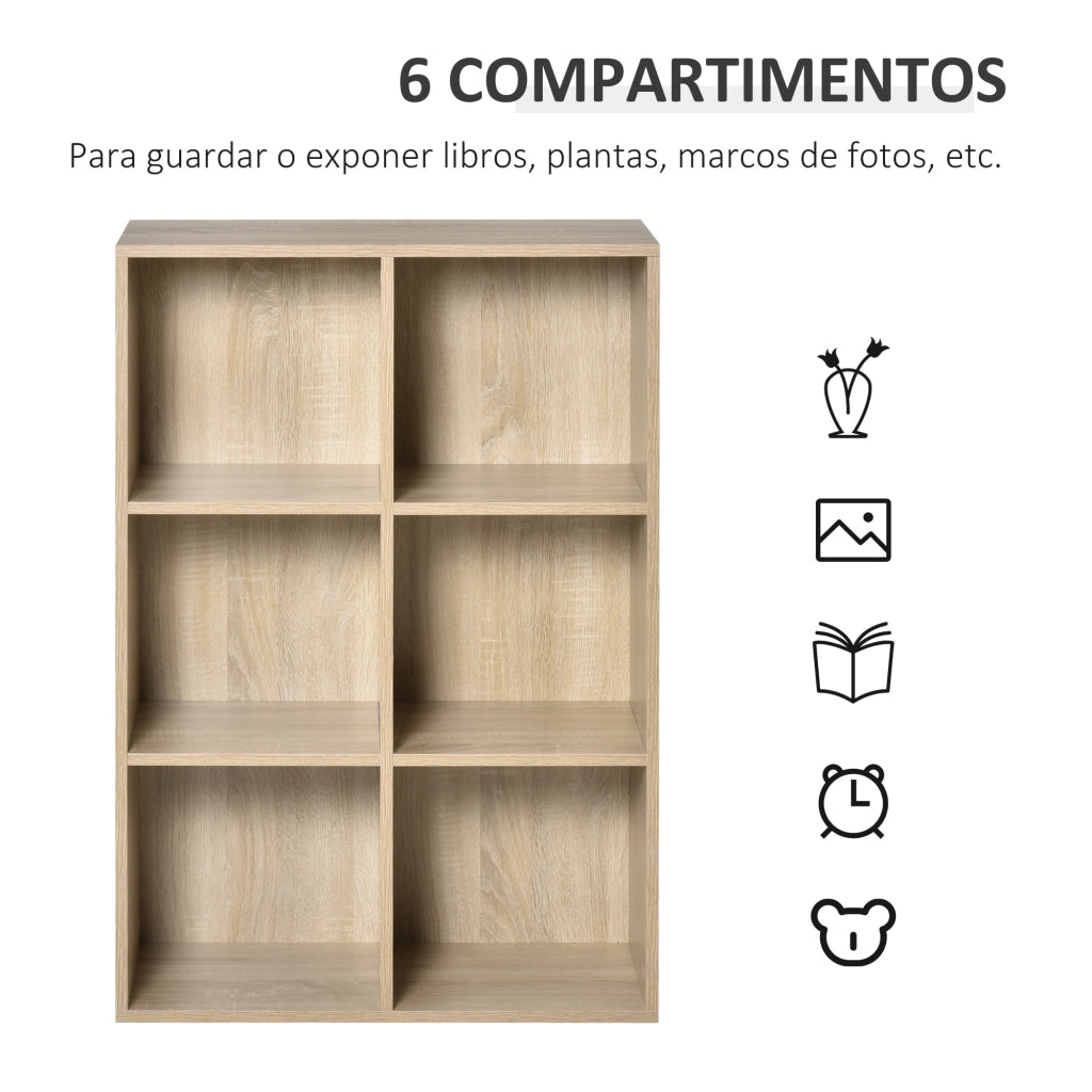 Libreria 3 Livelli con 6 Cubi ¨C Minimal ¨C Legno Rovere 65,5x30x97,5 cm