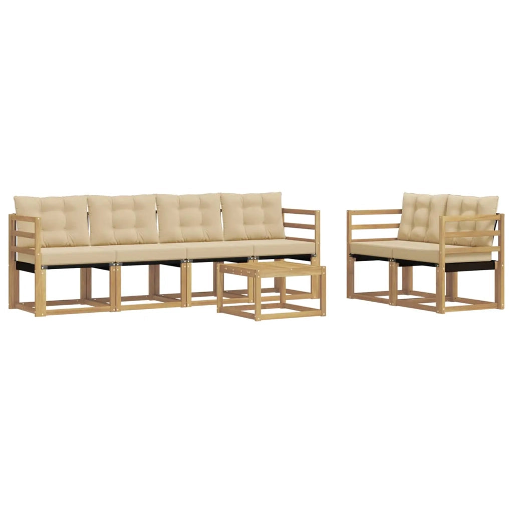 Set di divani da esterno 7 pz Bianco e Beige 3389227
