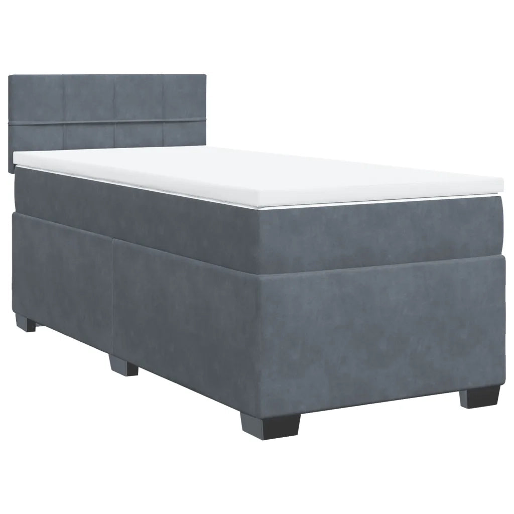 Giroletto a Molle con Materasso Grigio Scuro 90x200 cm Velluto