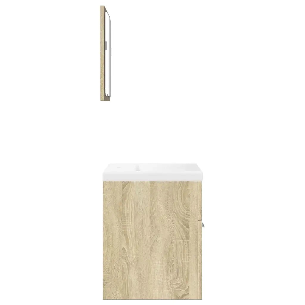 Set Mobili da Bagno | Armadio da bagno 3 pz Rovere Sonoma in Legno Multistrato