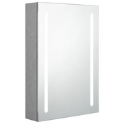 Armadietto Bagno | Armadio da bagno con Specchio e LED Grigio Cemento 50x13x70 cm