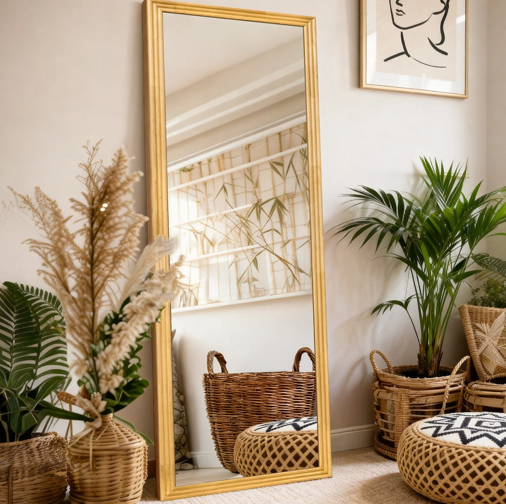 Specchio da terra 160x50 cm con cornice in legno marrone
