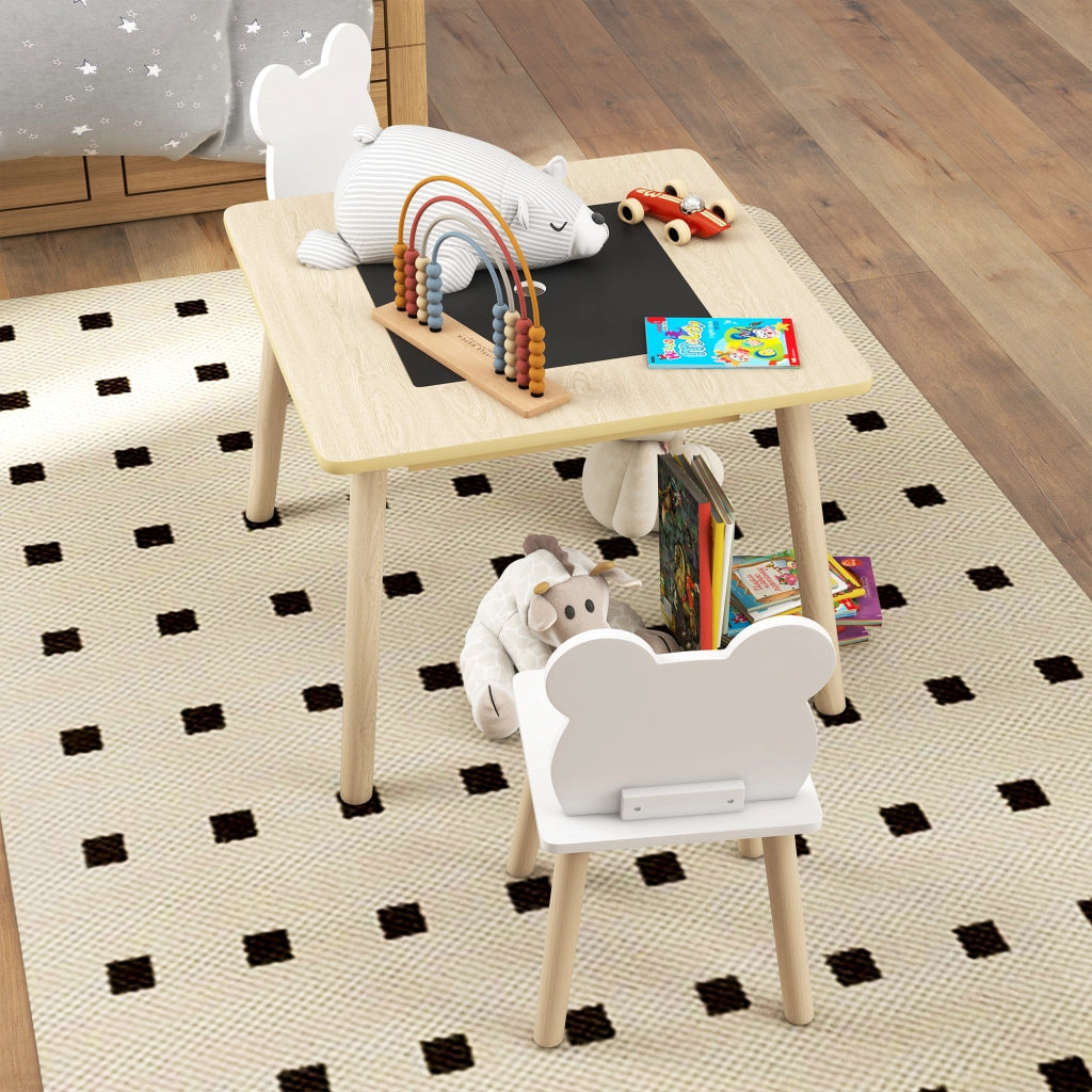 Set tavolo e sedie per bambini ¨C zephmum ¨C 3 pezzi, legno naturale