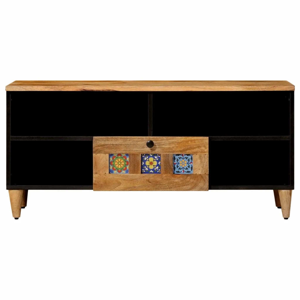 Mobile TV Naturale 100 x 33 x 46 cm Legno di mango massello