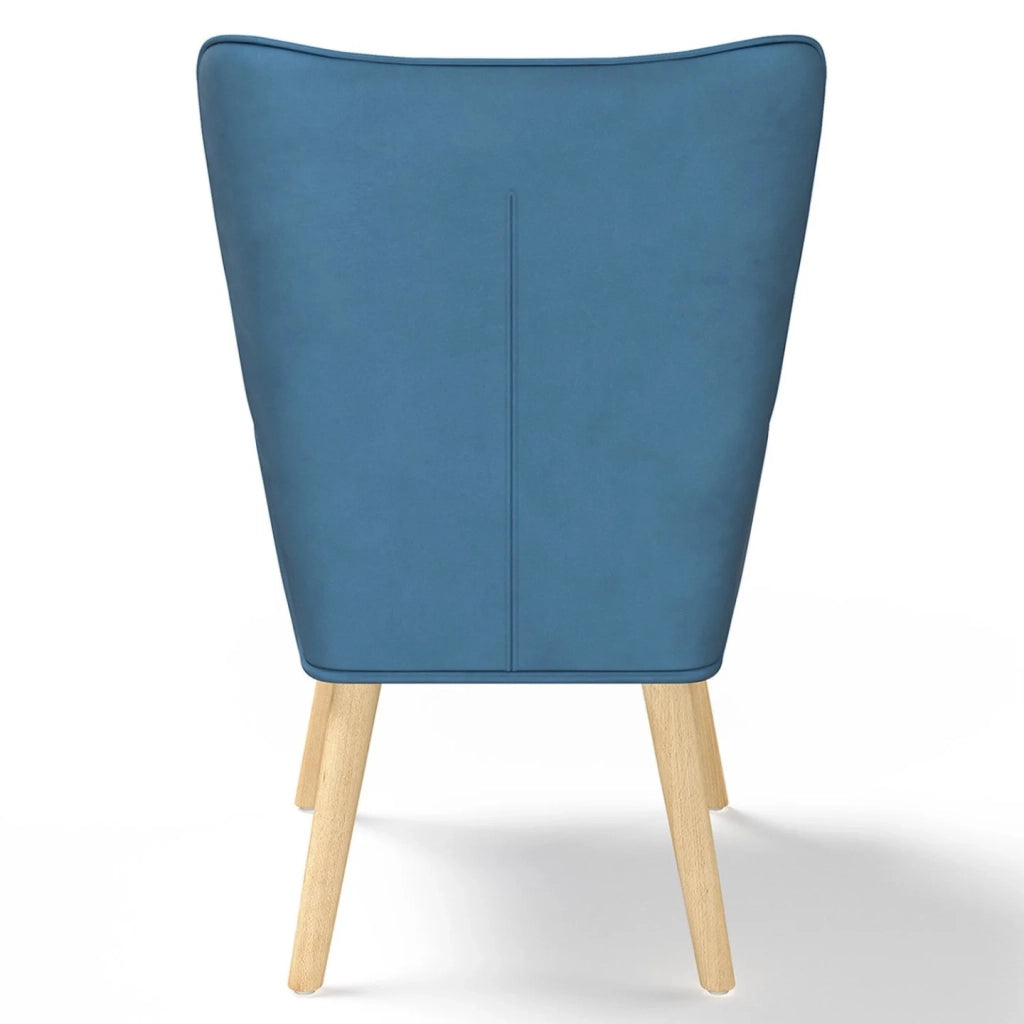 IDMarket - IVAR Poltrona scandinava con poggiapiedi in tessuto patchwork e velluto blu
