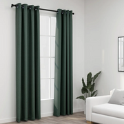 Tende Oscuranti Effetto Lino con Occhielli 2 pz Verdi 140x225cm cod mxl 69388