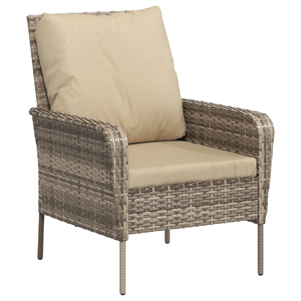 Poltrona da Giardino con Poggiapiedi Polyrattan Marrone Chiaro CFW2301066