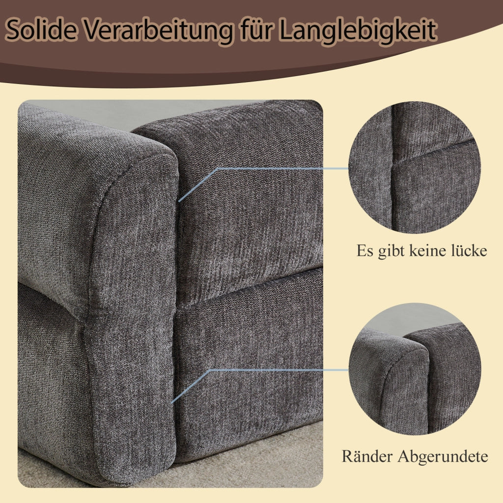 Letto singolo 90 × 200 cm con testiera ergonomica, senza materasso, in chenille, grigio scuro