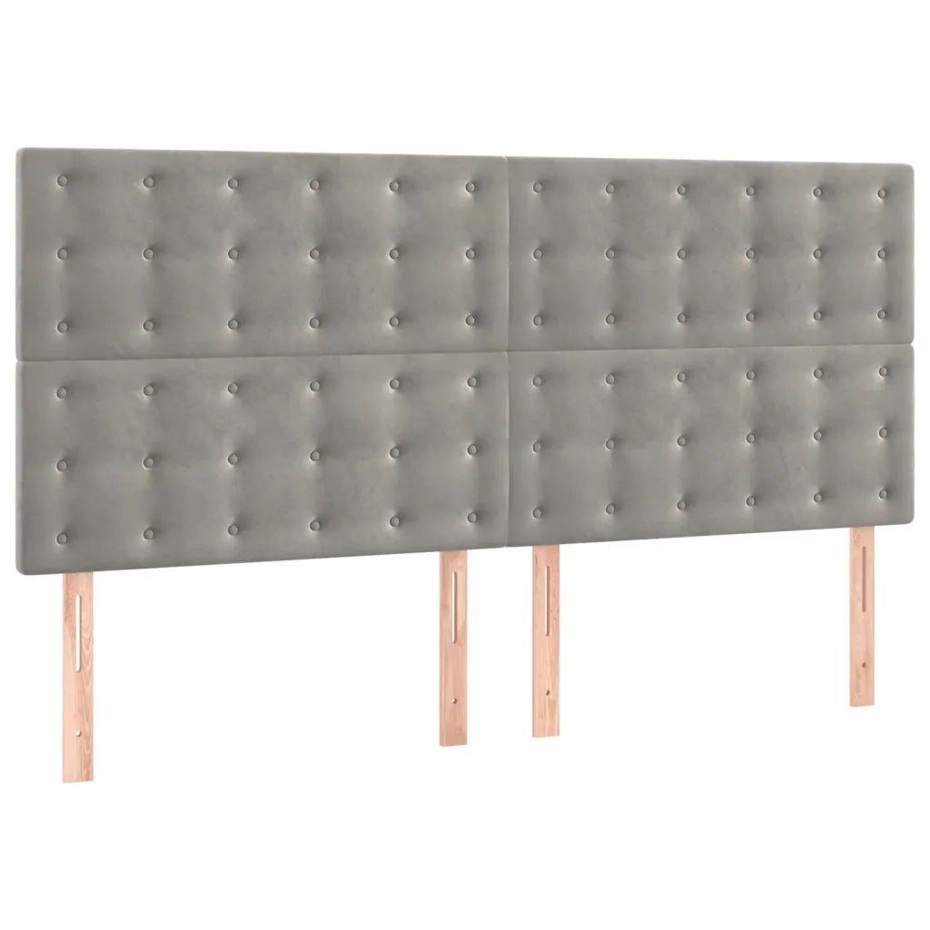 Testiera-Testata Decorativa Grigio Chiaro 200x5x118/128 cm Velluto 483492