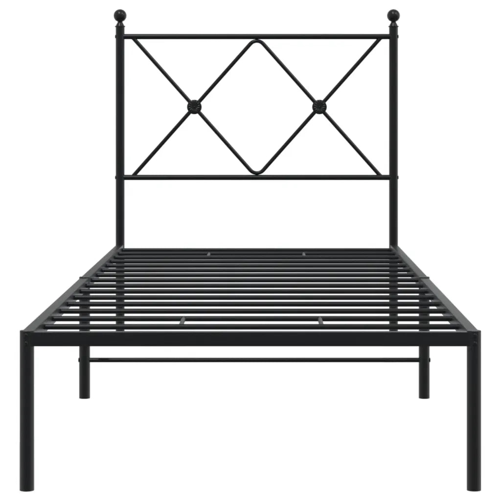 Giroletto con Testiera in Metallo Nero 80x200 cm