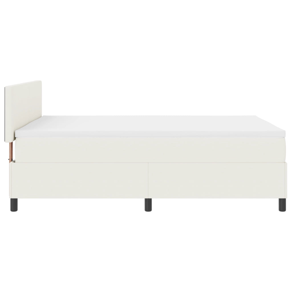 Letto Box Spring con Materasso Panna 140x200 cm Tessuto Corduroy